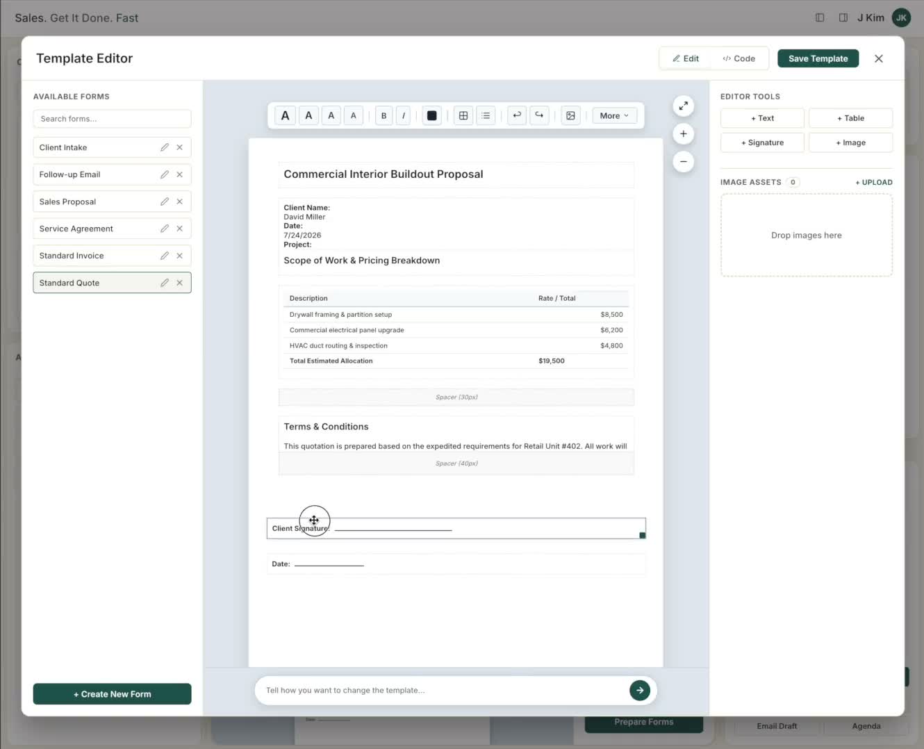 Standardized templates for every deal